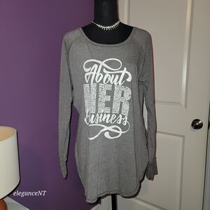Perfect Tri District "About HER Business" Gray Longsleeve Shirt Sz: L